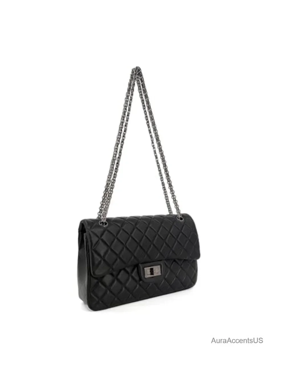 Quilted Lambskin Leather Crossbody Bag with Adjustable Chain Strap Flap Purse